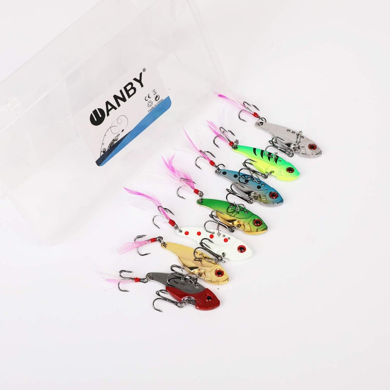 WANBY Proven Explosive Color Special Spinner Spoon Swimbait Vibrating Jigging Freshwater Saltwater Fishing Tackle Lures and Baits (7pcs VIB) - Image 2